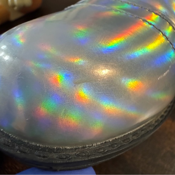 N.Y.L.A. Holographic Silver Iridescent Combat Boots Size 6 - Picture 8 of 11